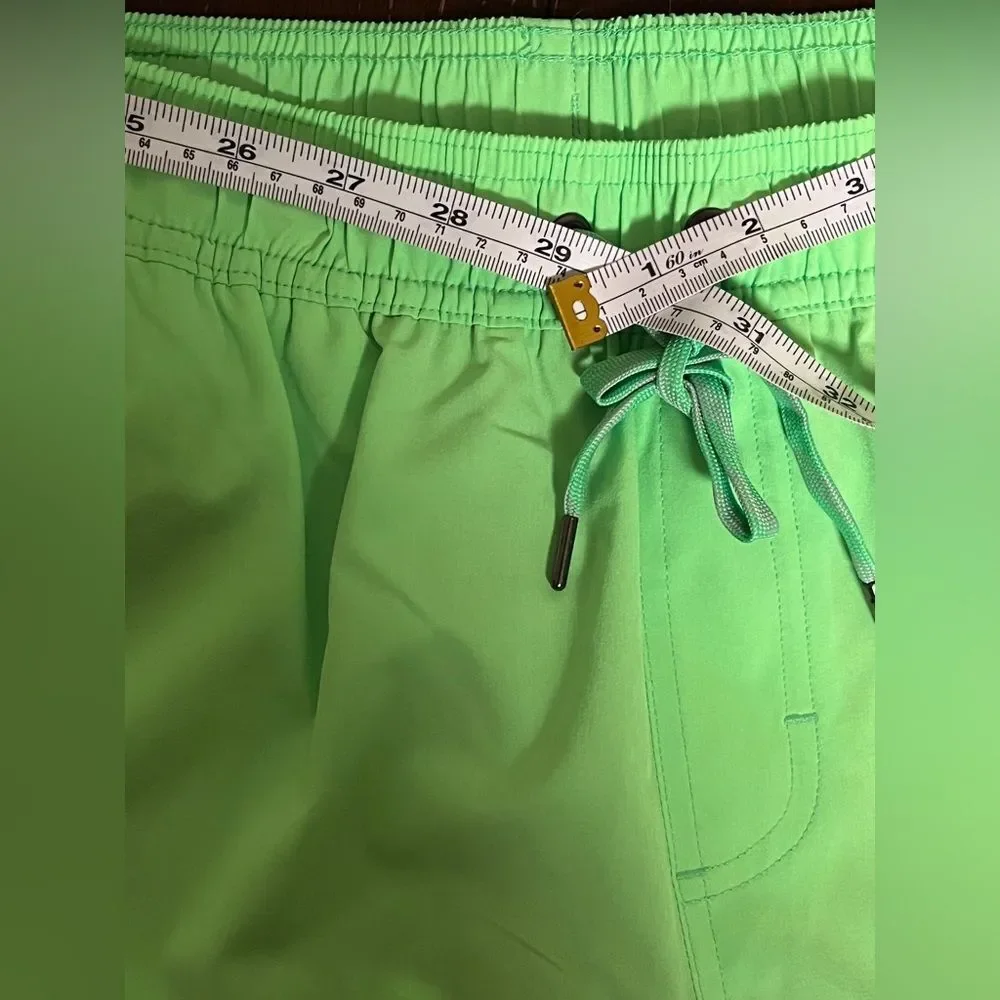NWT George Mens neon green Swim Trunks 7” Swim Shorts Lined Small (28 - 30)